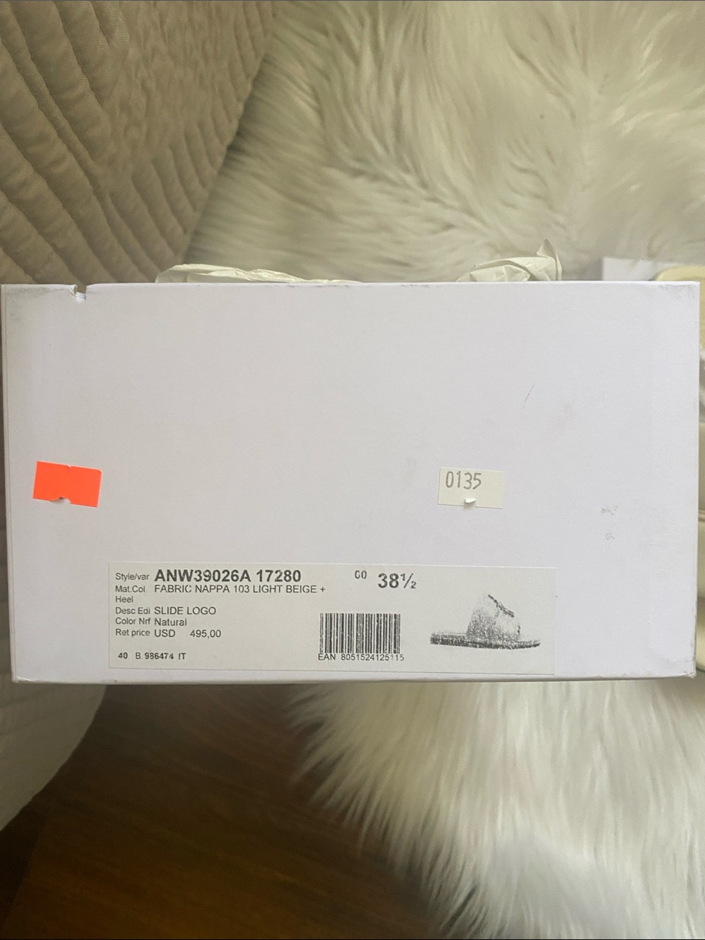 JW ANDERSON Cream Leather Slide Sandals with Gold Anchoring - Picture 5 of 5